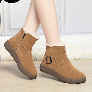2023 new women's winter fur snow boots fleece-lined thick short boots thick bottom non-slip northeast large cotton shoes