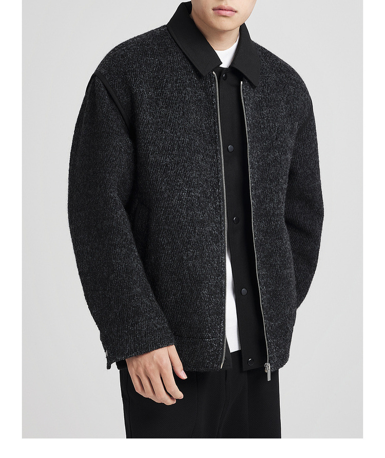 Áo phao nam dáng ngắn phong cách Old Money chất liệu twill — Màu cà phê nâu chi tiết 17