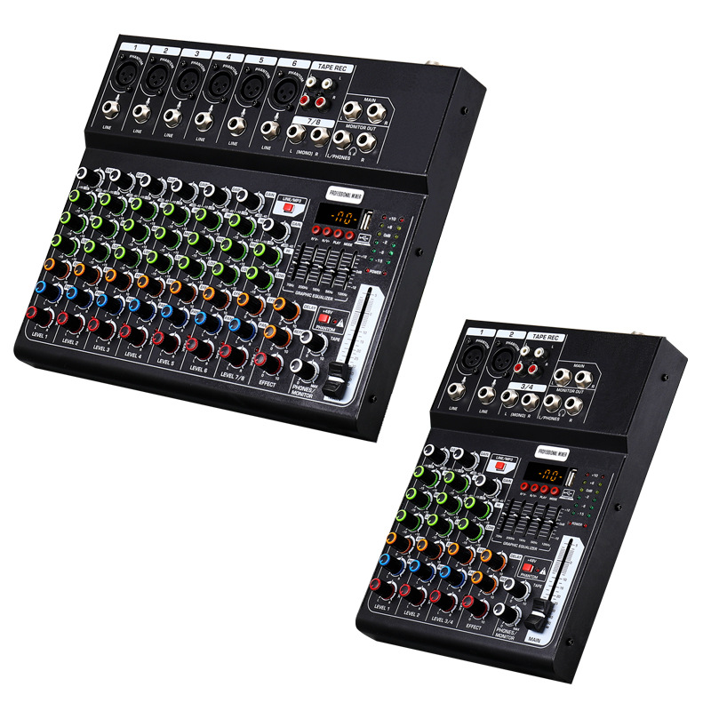 (2개) 크로스-국경 미니 전문 믹서 효과 무대 홈 컴퓨터 USB 블루투스 4 방향 8 방향 작은 믹서