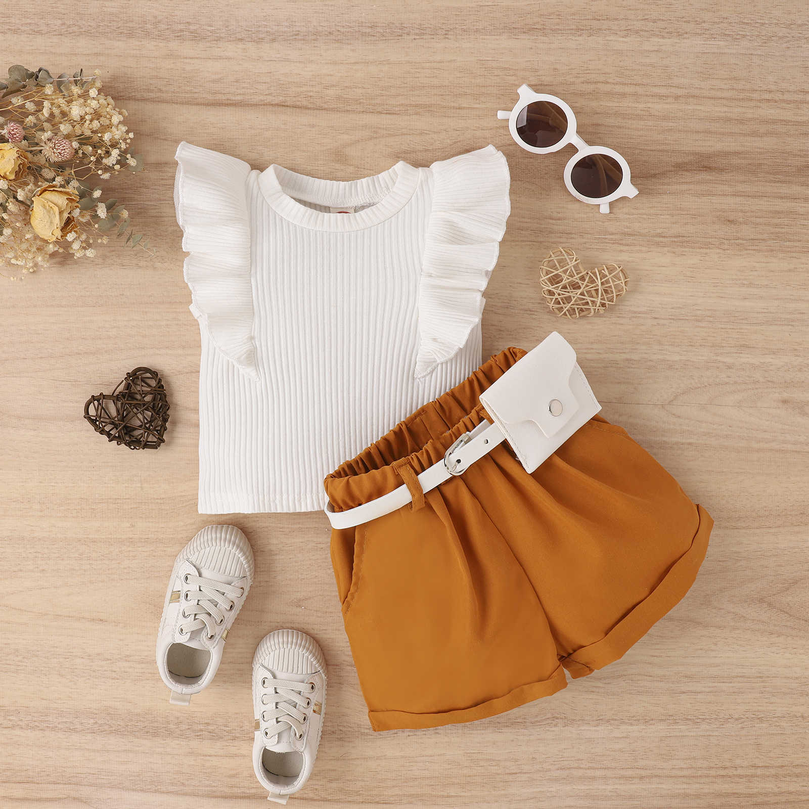 2 Piece Set Quantity Daily Occasion Round Neck Neckline Comfort Function Regular Fit Fit Type Fashion Solid Color Cotton Girls Clothing Sets