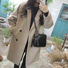 2021秋冬新款毛呢外套女宽松春季休闲中长款显瘦呢子大衣女