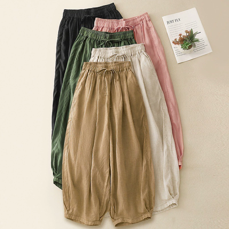 Реальная стрельба 2024 импортные брюки Tensi Rama Rama, женские шнуровки, узкая талия, редька брюки, свободные тонкие повседневные пеньки