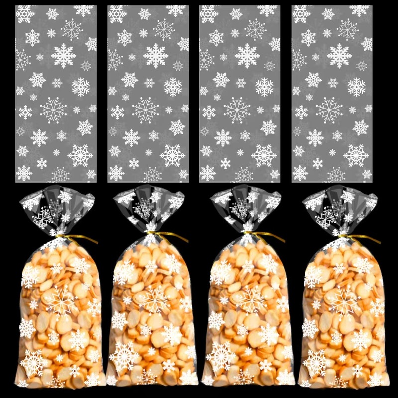 2025 オリジナルホワイトスノーフレークキャンディバッグクリスマスギフトバッグ opp スナックビスケットヌガーキャンディビスケットバッグ|undefined