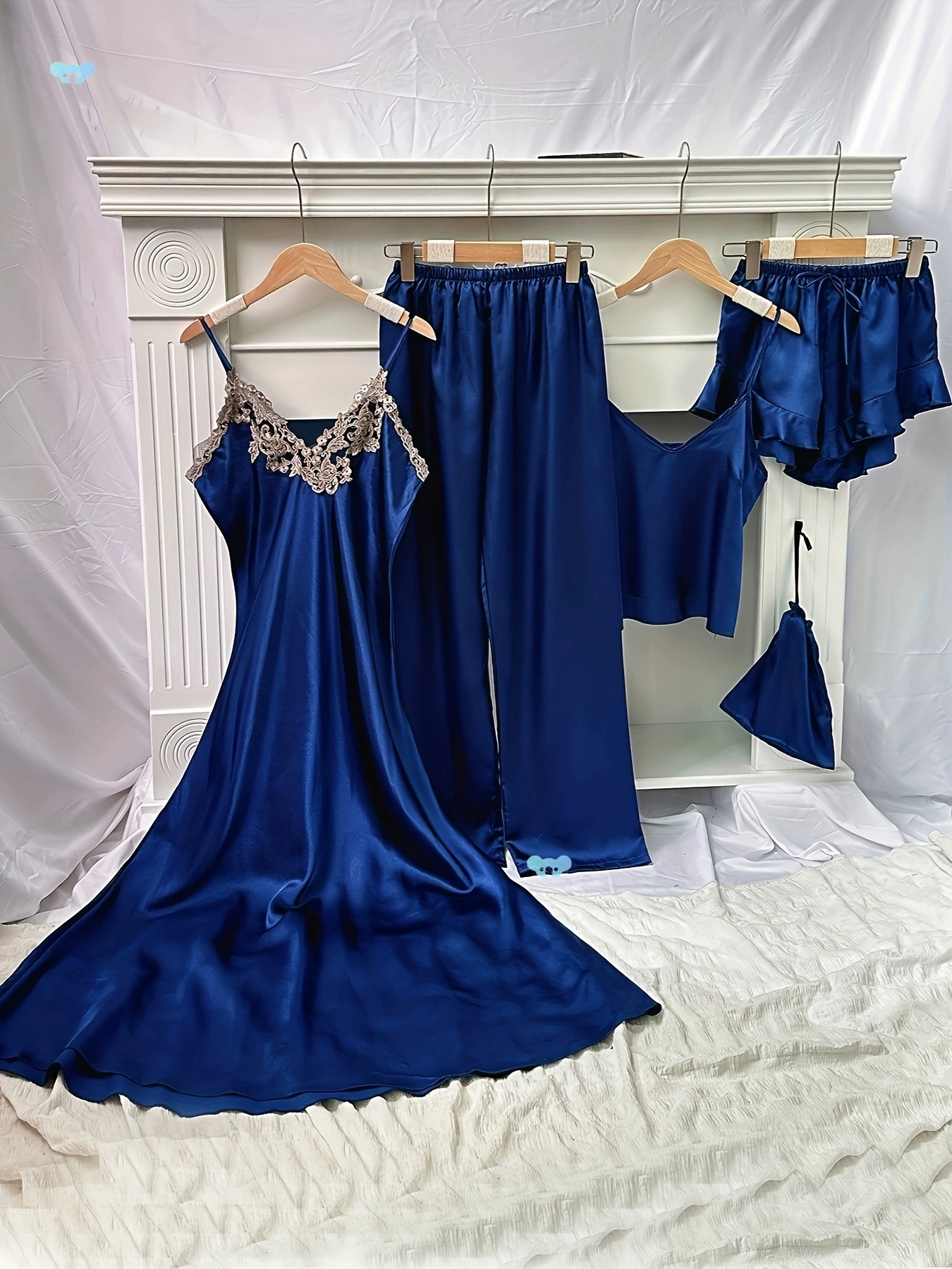 [Пижамный комплект Elegance] 5 шт. элегантный комплект пижам с V-выв,