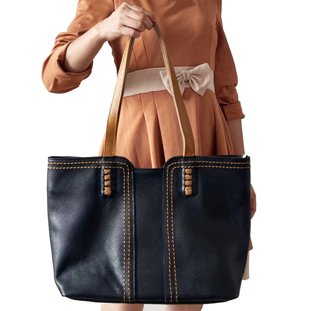 Sac cabas en cuir véritable pour femme, grande capacité, idéal pour les trajets quotidiens, les courses ou comme sacoche._voghion.com