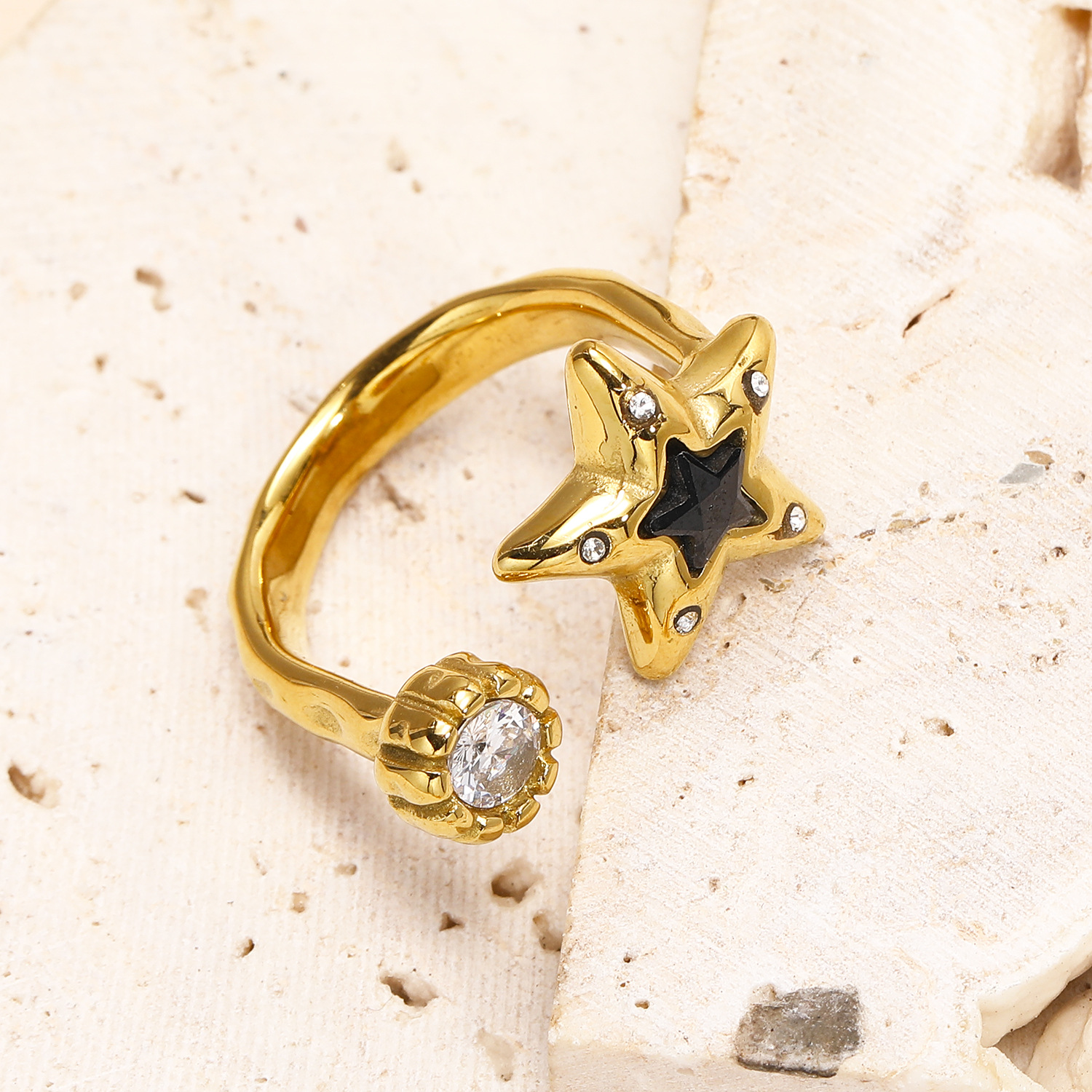 12g Weight Real Gold Plated Plating Material Open Rings Classification One Size Ring Size 1 Piece Quantity Daily Occasion 304 Stainless Steel Material Star Pattern Women's Gender Simple Style Style Waterproof Non Tarnish Craft Real Gold Plated Star 304 Stainless Steel Simple Style Waterproof Non Tarnish Open Rings 7