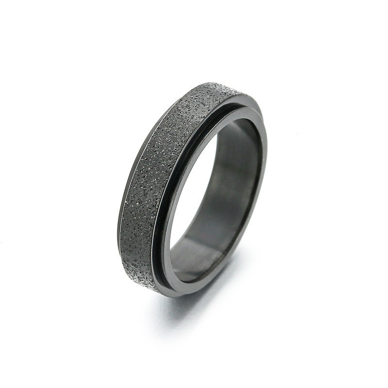 Joyería de acero Titanium vendedora caliente transfronteriza fabricante masculino del anillo esmerilado hueco del acero inoxidable del estilo europeo y americano de la cadena giratoria