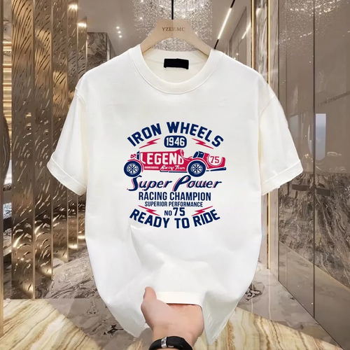 Heavyweight pure cotton short-sleeve T-shirt casual fashion men's and women's summer Instagram white match crew neck top trendy versatile men's half-sleeve