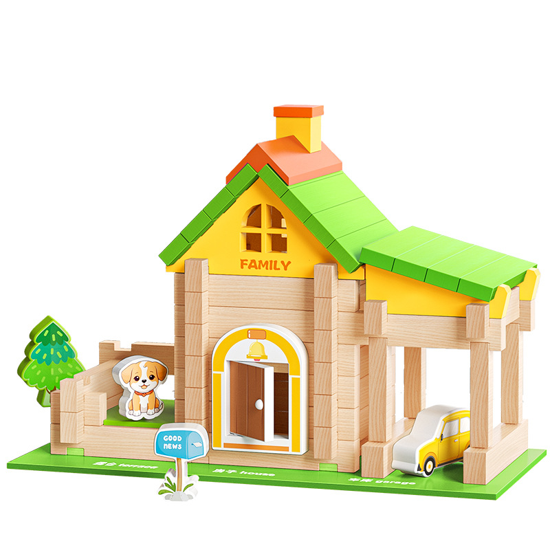 Bloques de construcción Luban para niños y niñas de 3 a 12 años, casa de construcción de madera DIY, juguete educativo hecho a mano, regalo.