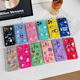 三合一iPhone16手机壳皮革苹果14防摔饰品搭配卡通北美热品跨境款