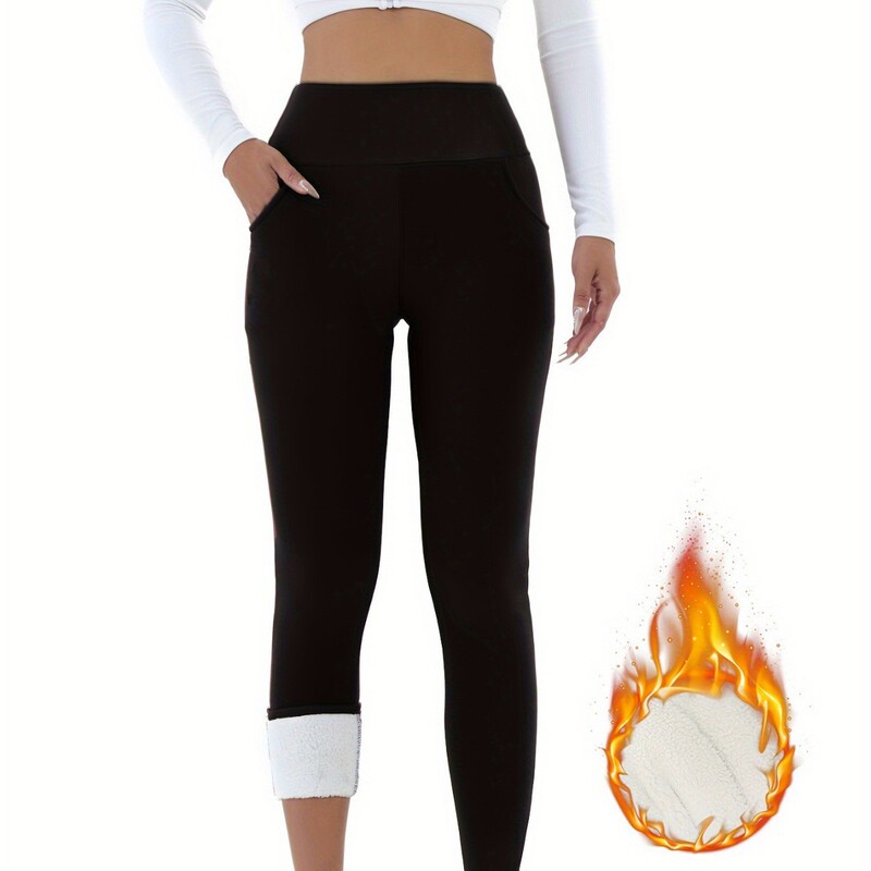 European and American style, fleece-lined, high-waisted leggings for women, thick and warm, elastic, tight-fitting, suitable for fitness, yoga, and as long pants