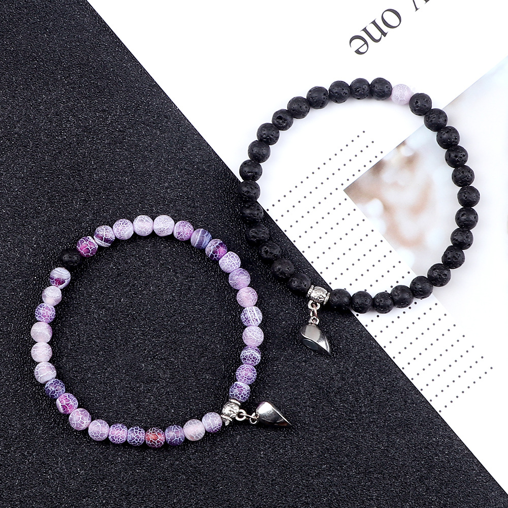 Coppia di bracciali con fibbia magnetica a forma di cuore, design di nicchia, fidanzate celebrità di internet, semplici bracciali elastici per due persone_voghion.com