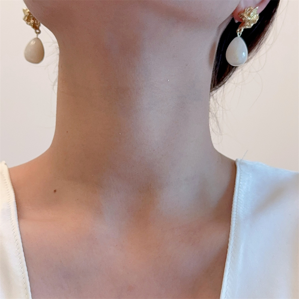 Alloy Ear Needle Material 1 Pair Simple Style Water Droplets Plating Acrylic Resin Drop Earrings