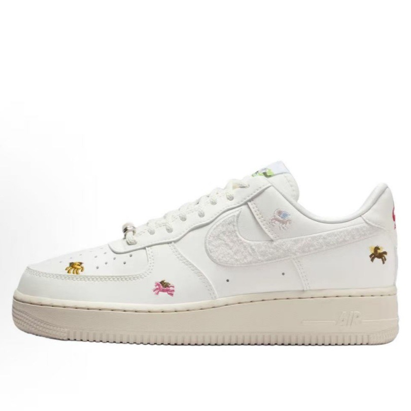 Nuevo año de caballo Air Force 1 pequeño zapato blanco de cuero de goma suela alta antideslizante desgaste zapatos casuales neutros