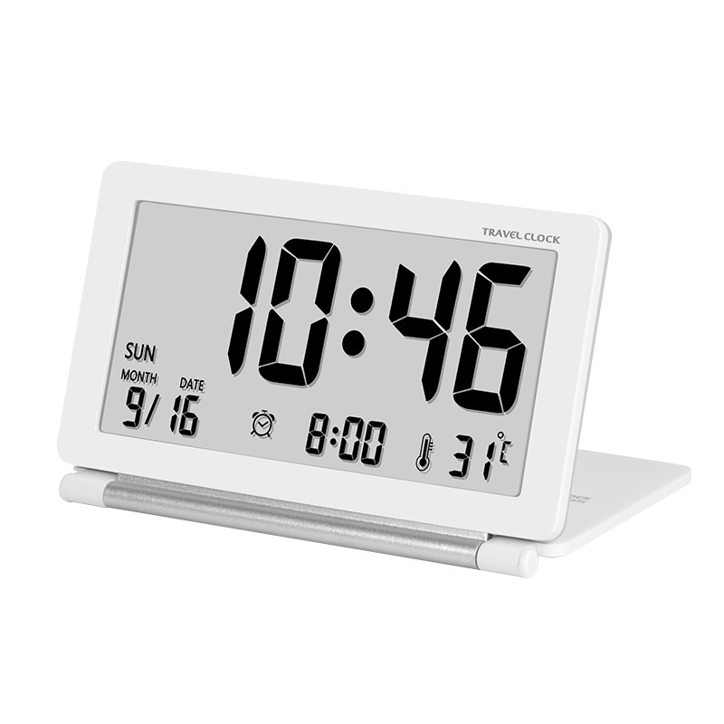 フリップトップトラベル電子卓上時計 LCD 目覚まし時計温度計時計折りたたみサイレントファッションポータブル電子時計|undefined