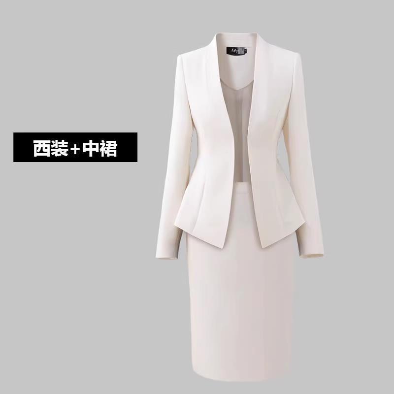 灰色无领西装外套女气质名媛高级感西服正装职业套装通勤ol工作服|undefined