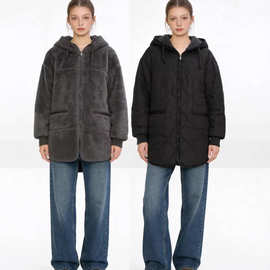 Primark/Reversible Jacket现货秋冬双面穿外套毛绒绗缝连帽大衣