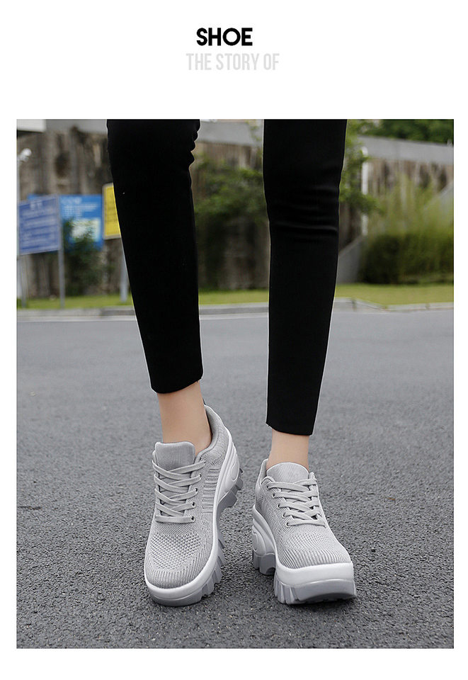Giày sneaker nữ lưới thoáng khí đế dày tăng chiều cao, gót 3-5 cm — 1695 Màu đen, 1695 màu xám chi tiết 18