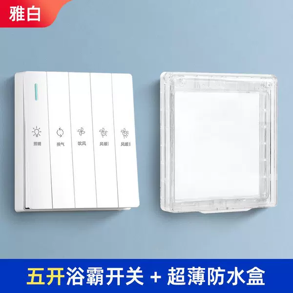 Type 86 Bath Heater Five Opens + Waterproof Box-White