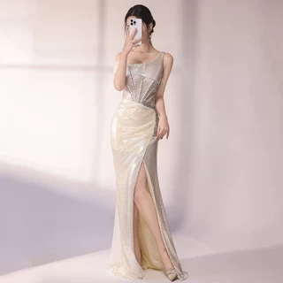 晚礼服连衣裙厂家批发2026新款亮片鱼尾裙直播实体店货源一件代发