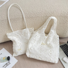 5751 刺繍レース夏優しい妖精ショルダーバッグ牧歌的なスタイル大容量通勤トートバッグベストバッグ