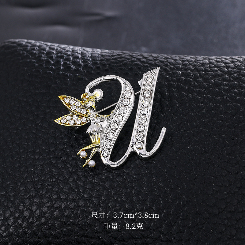 Ángel inglés carta broche moda oro diamante broche aleación ramillete accesorios de ropa PIN