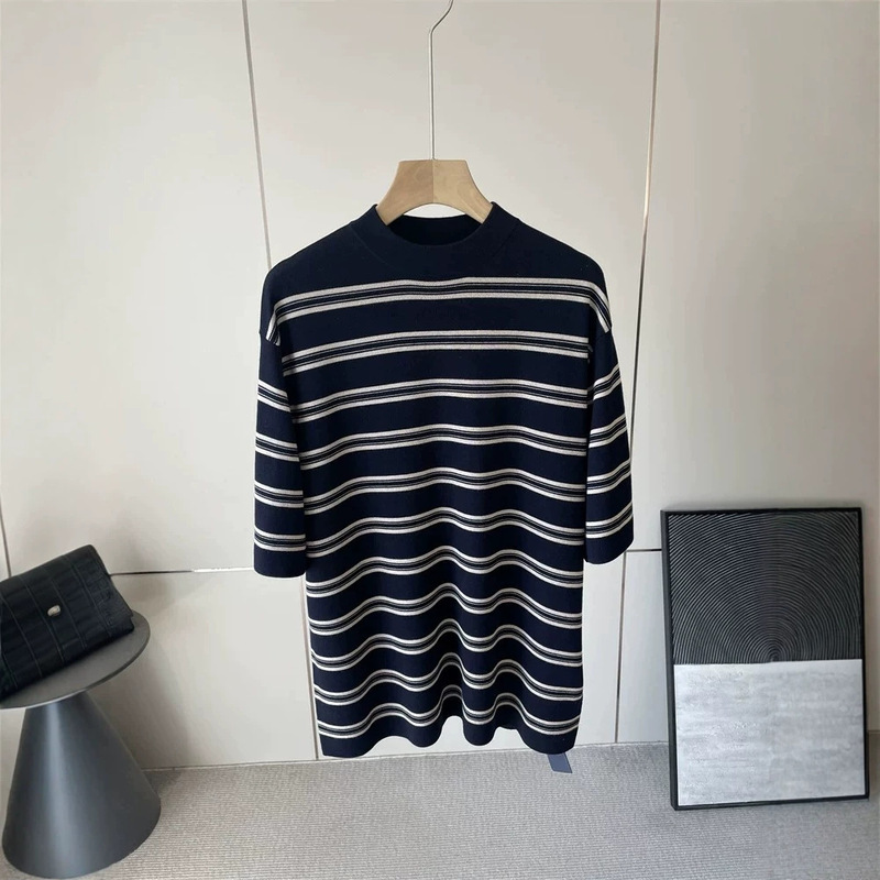 Synchronized! y, only one batch! He2900+! 2026 early autumn new striped round-neck five-sleeve knit shirt Synchronized! y, only one batch! He2900+! 2026 early autumn new striped round-neck five-sleeve knit shirt