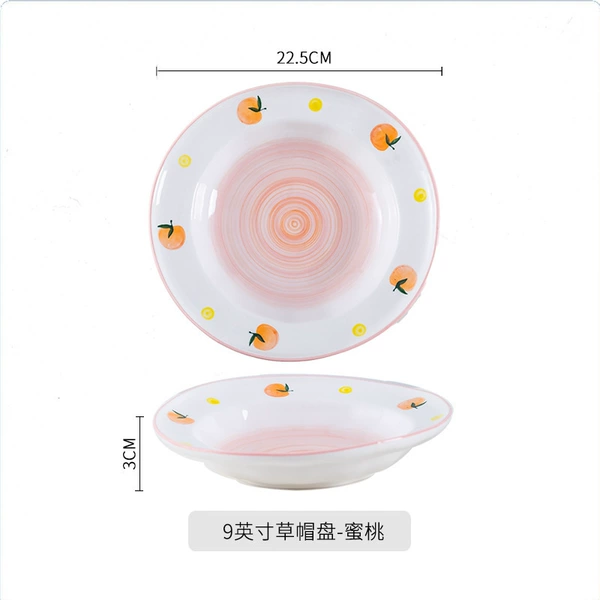 9-inch straw hat plate-peach peach