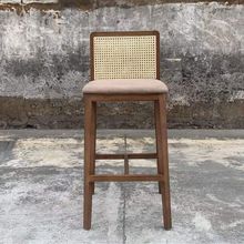 简约北欧现代实木吧椅高脚凳子设计师创意时尚酒吧椅岛台怀旧复古