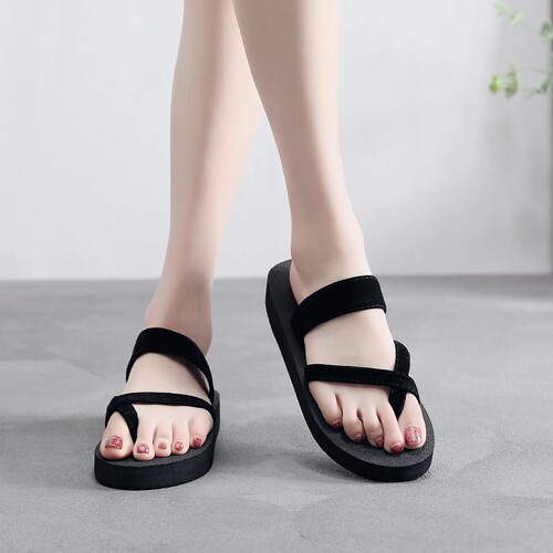 Women's Toe-Loop Flip-Flops, Casual Sandals, Women's Thong Beach Shoes, Flat-Heeled Sandals, Candy-Colored, Candy-Color Series