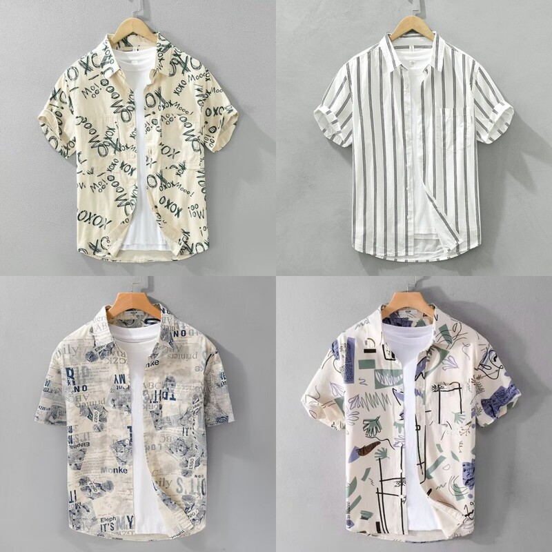 Summer Japanese Tie-dye Printed Short-sleeved Shirt Men's Fashionable Artistic Loose Casual High-end Men's Jacket