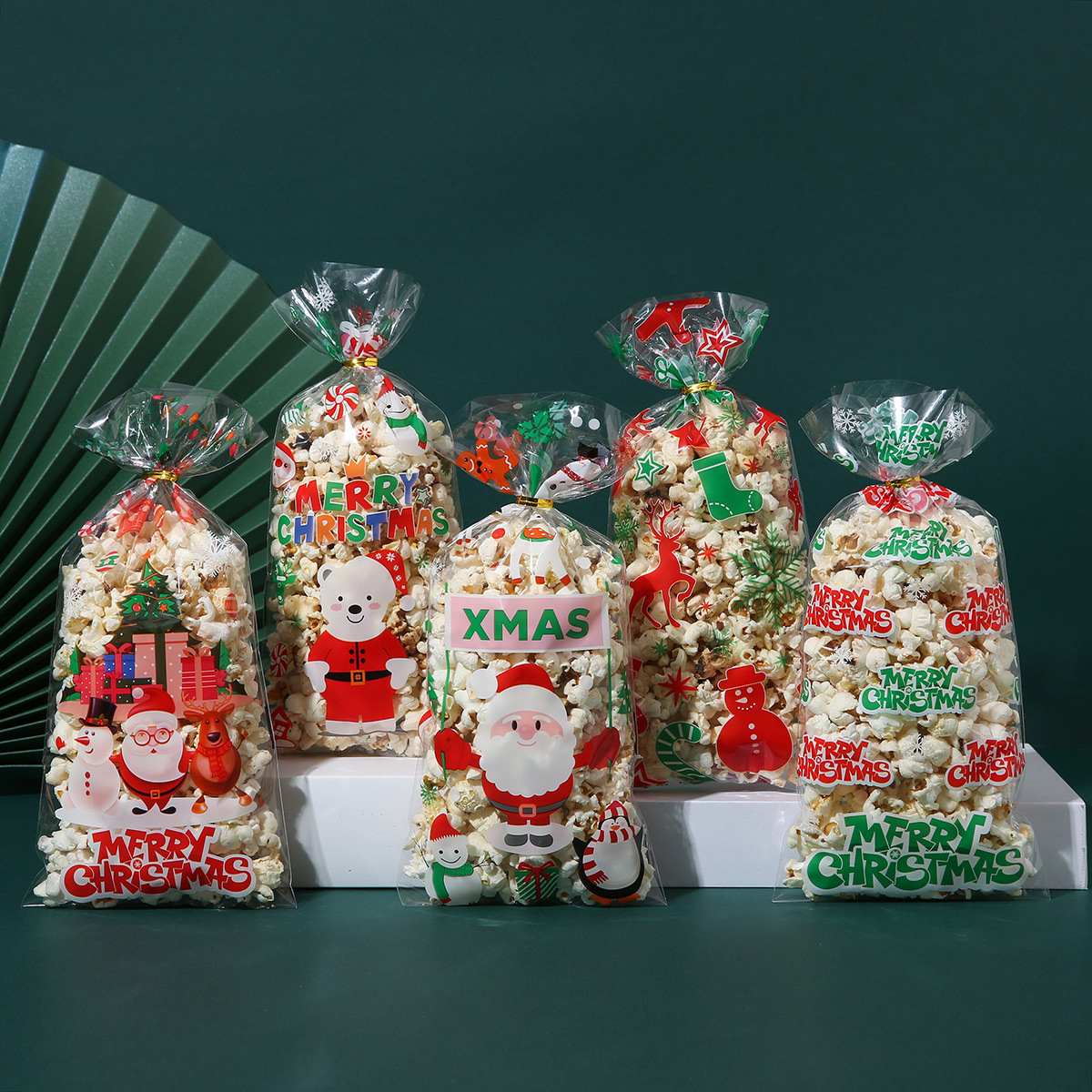 크리스마스 클래식 혼합 스타일 B 50개 가방 + 타이 와이어 60개, 12.5*27CM, OPP