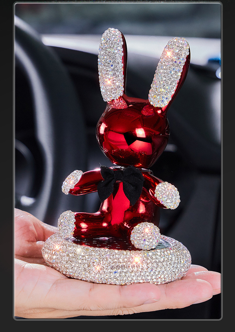 Diamond-encrusted car perfume seat car accessories high-end car aromatherapy diamond-encrusted cute rabbit car decoration center console