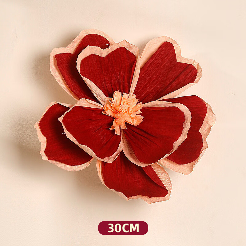 Flores arrugadas de doble capa - Rojo vino 30cm (con gancho)