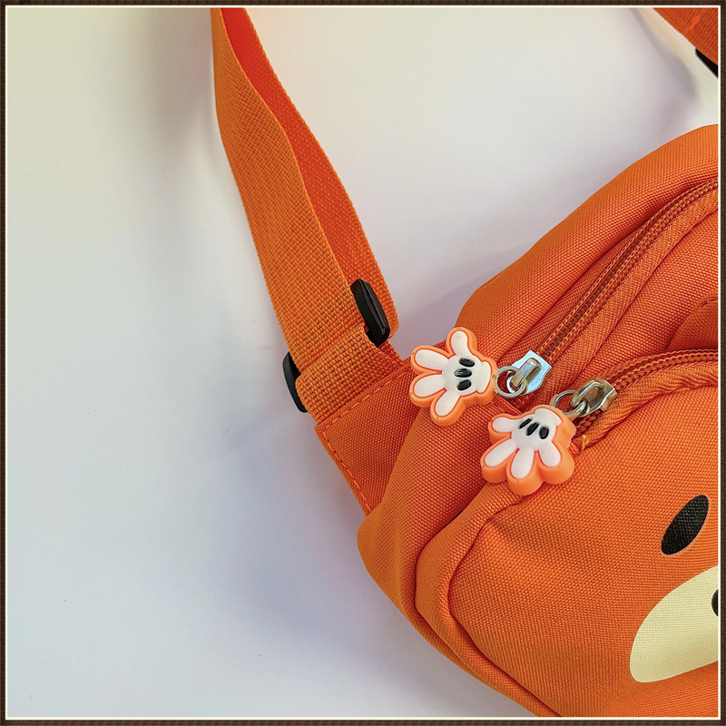 Single Shoulder Strap Strap Type Children Unisex Canvas Cartoon Cute Square Zipper Fanny Pack