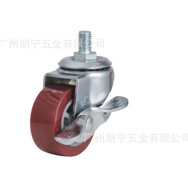 供应迅普轻型3寸丝杆型高级聚氨酯脚轮万向轮带边刹 正品