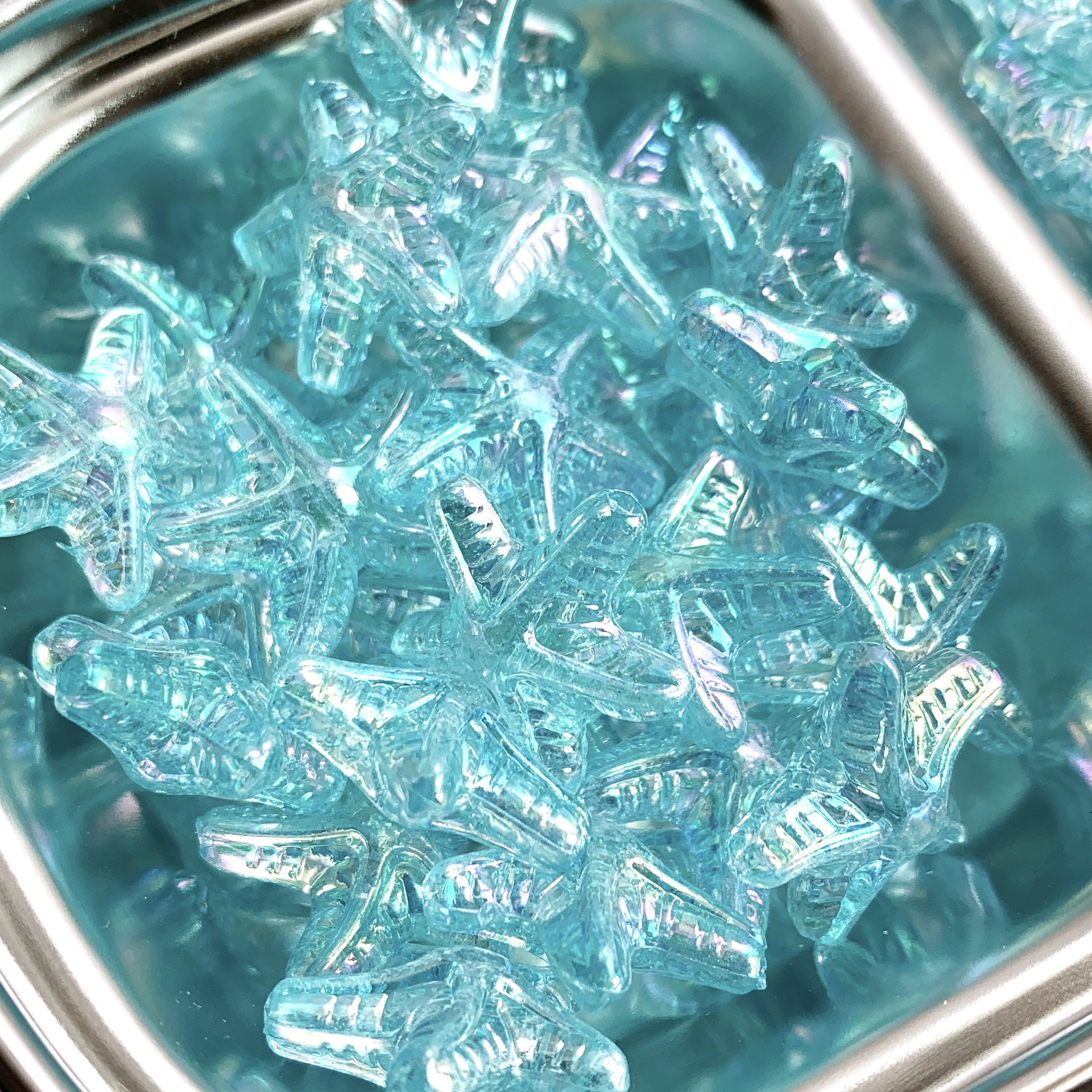 Acrílico transparente chapado en color estrella de mar con cuentas llavero de joyería de bricolaje cadena de teléfono móvil accesorios para el cabello hechos a mano