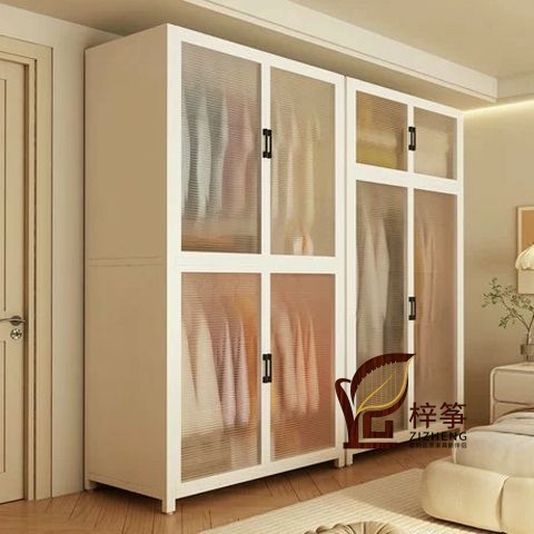 Modern Style Steel Wardrobe Baby Clothes Storage Cabinet Stable and Durable Dustproof Hanging Combination Cabinet Partition Storage