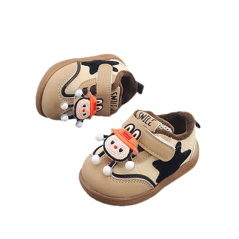 Cuero de algodón 25 otoño y invierno zapatos para bebés 01 - 3 años zapatos para bebés varones con suela suave antideslizante zapatos para bebés de niñas