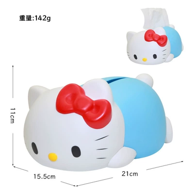 Cross-Border Popular Lying-Down Hello Kitty Car tissue box/set - general-payment-plastic-lying-kt-cat-tissue-box-blue-bag