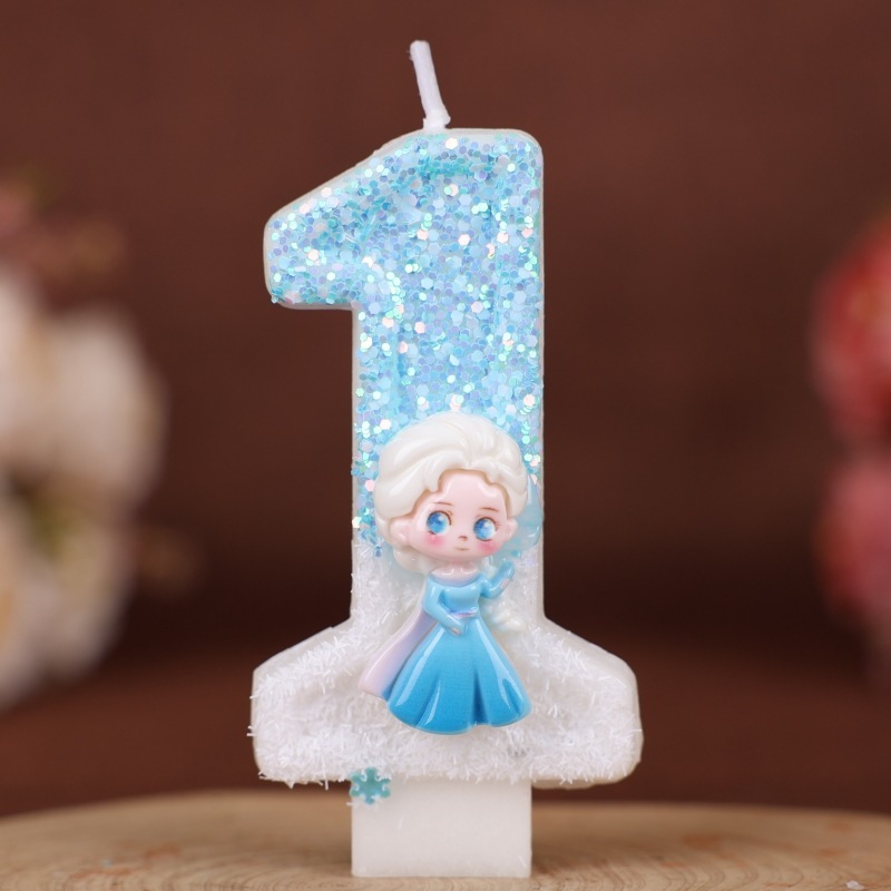 クロスボーダー用エルザデジタル誕生日キャンドルケーキパーティーデコレーションスパンコール手作りデジタルキャンドル0-9diy漫画|undefined