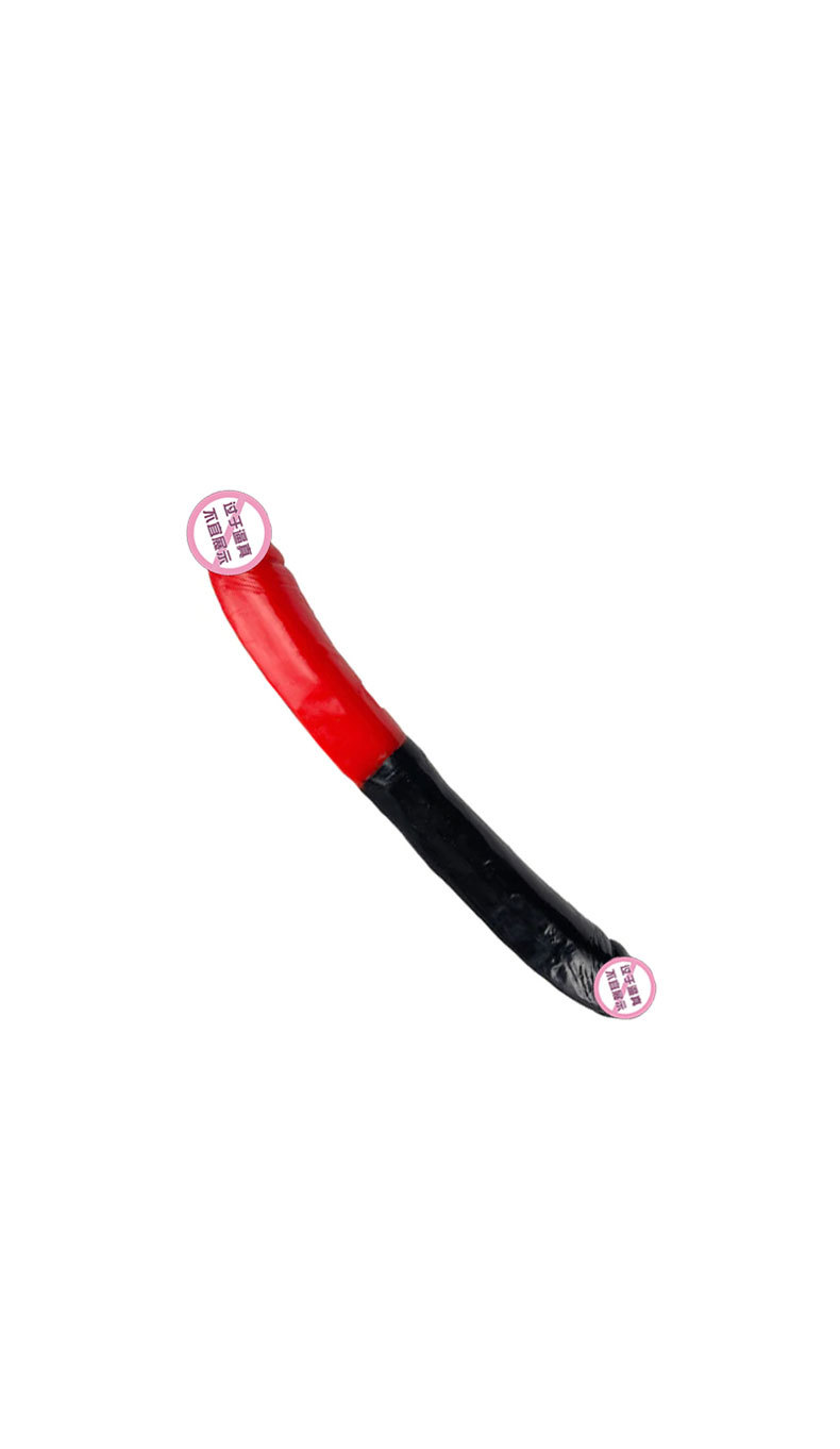 Double-Headed Dragon Dual-End Vibrating Dildo, Red and Black PVC, Large Size — detail image 6