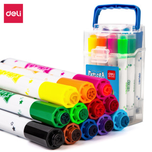 Deli 70673 watercolor pen student children kindergarten painting graffiti seal washable brush color pen