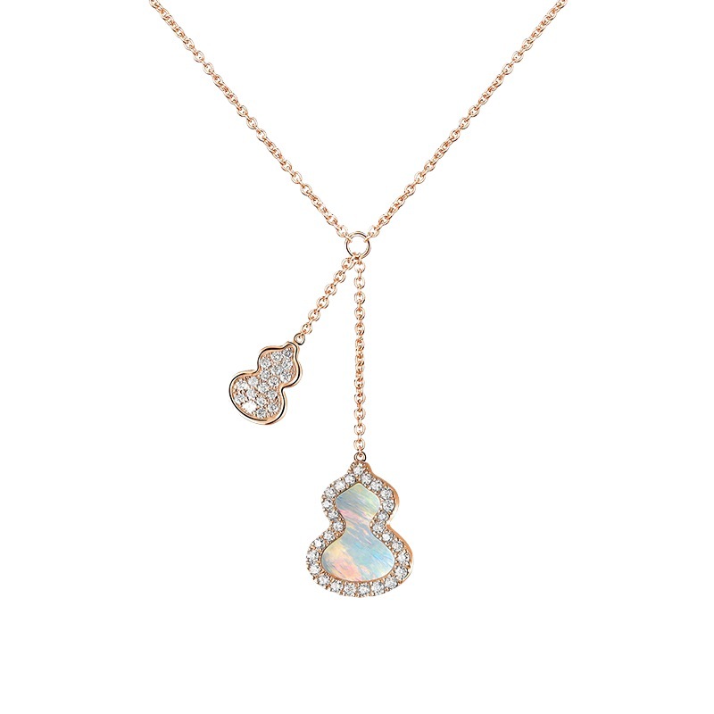 Collier gourd de luxe en or avec incrustations de diamants_voghion.com