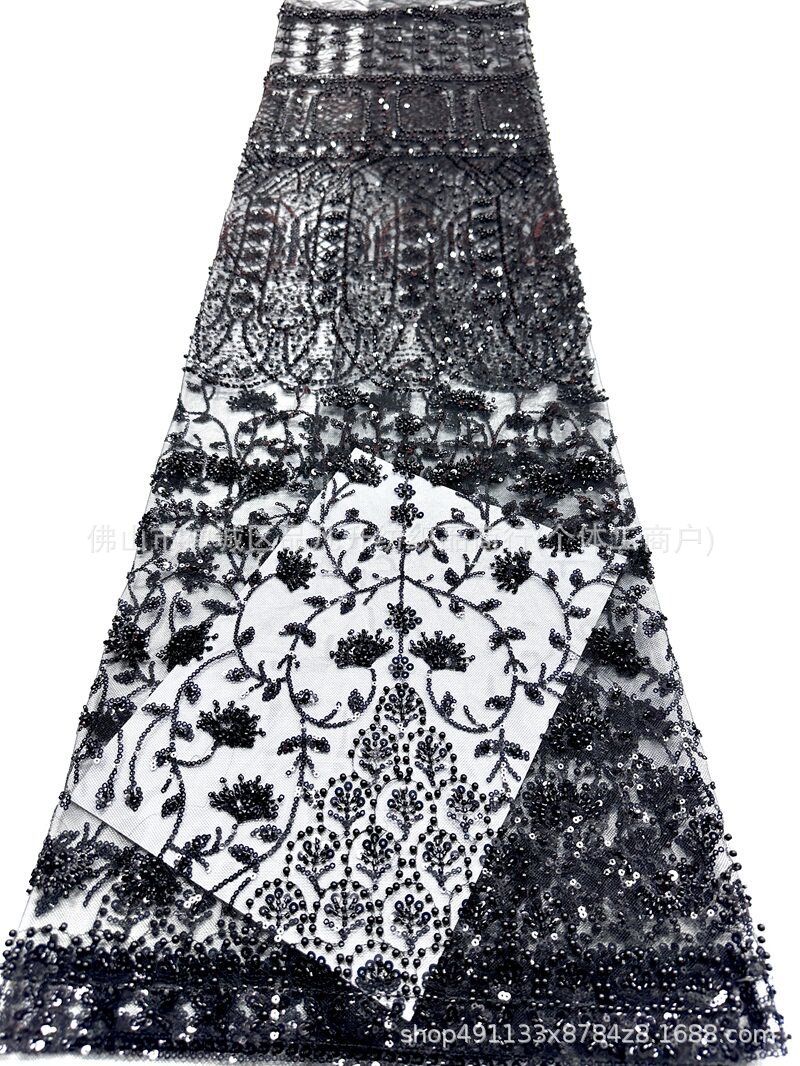 2026 nuevo diseño de fabricantes pesados cuentas bordadas tela de vestido de noche de lujo de alta calidad al por mayor