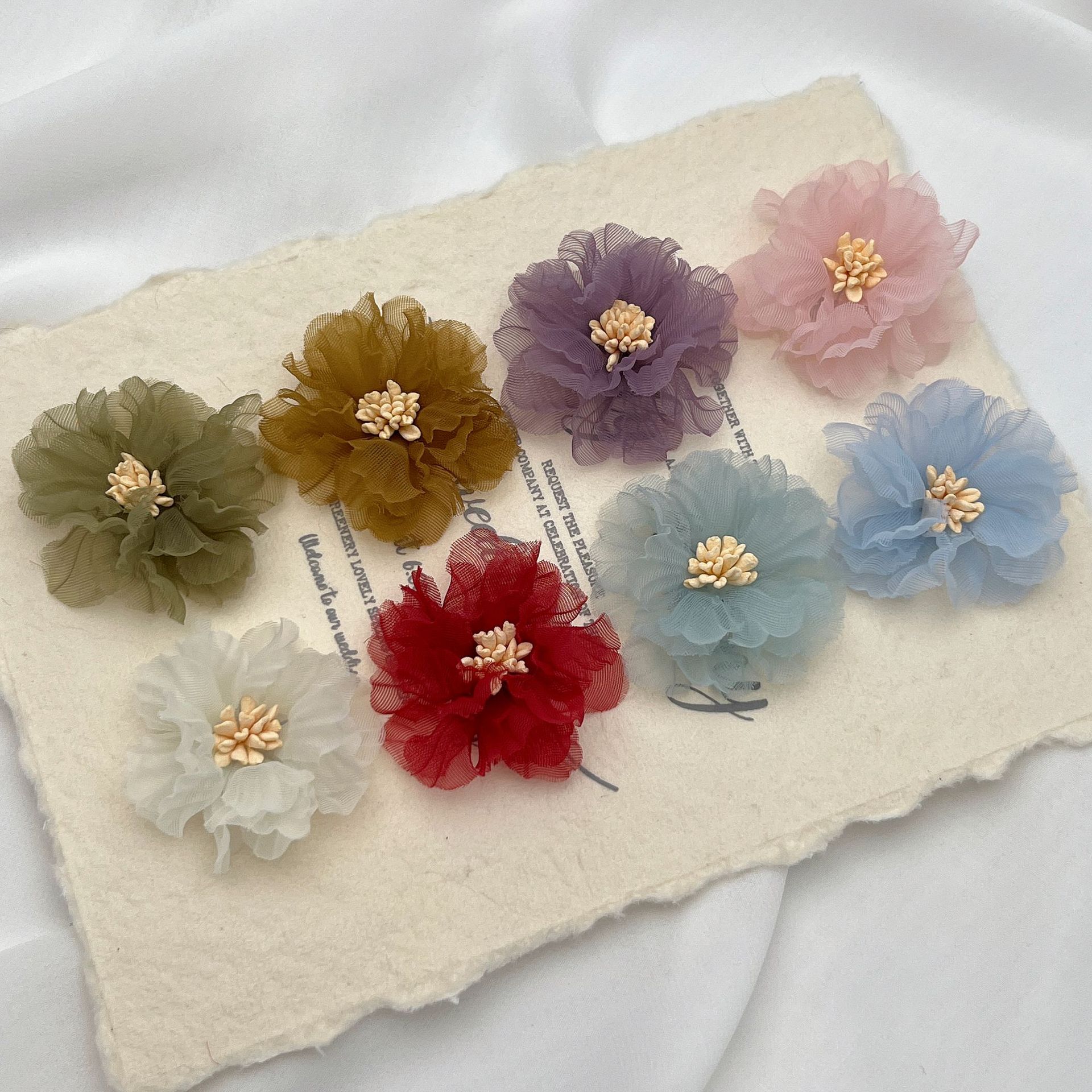 Korean style spring and summer diy gauze flower 5cm hair accessor