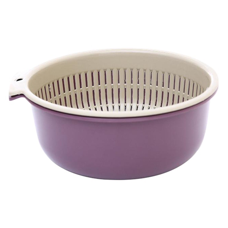 T de doble capa cuenca de lavado de vegetales cesta de drenaje plástico contraste color cesta de drenaje vegetal azul Taobao cuenca de vegetales cocina doméstica lavado plato de fruta