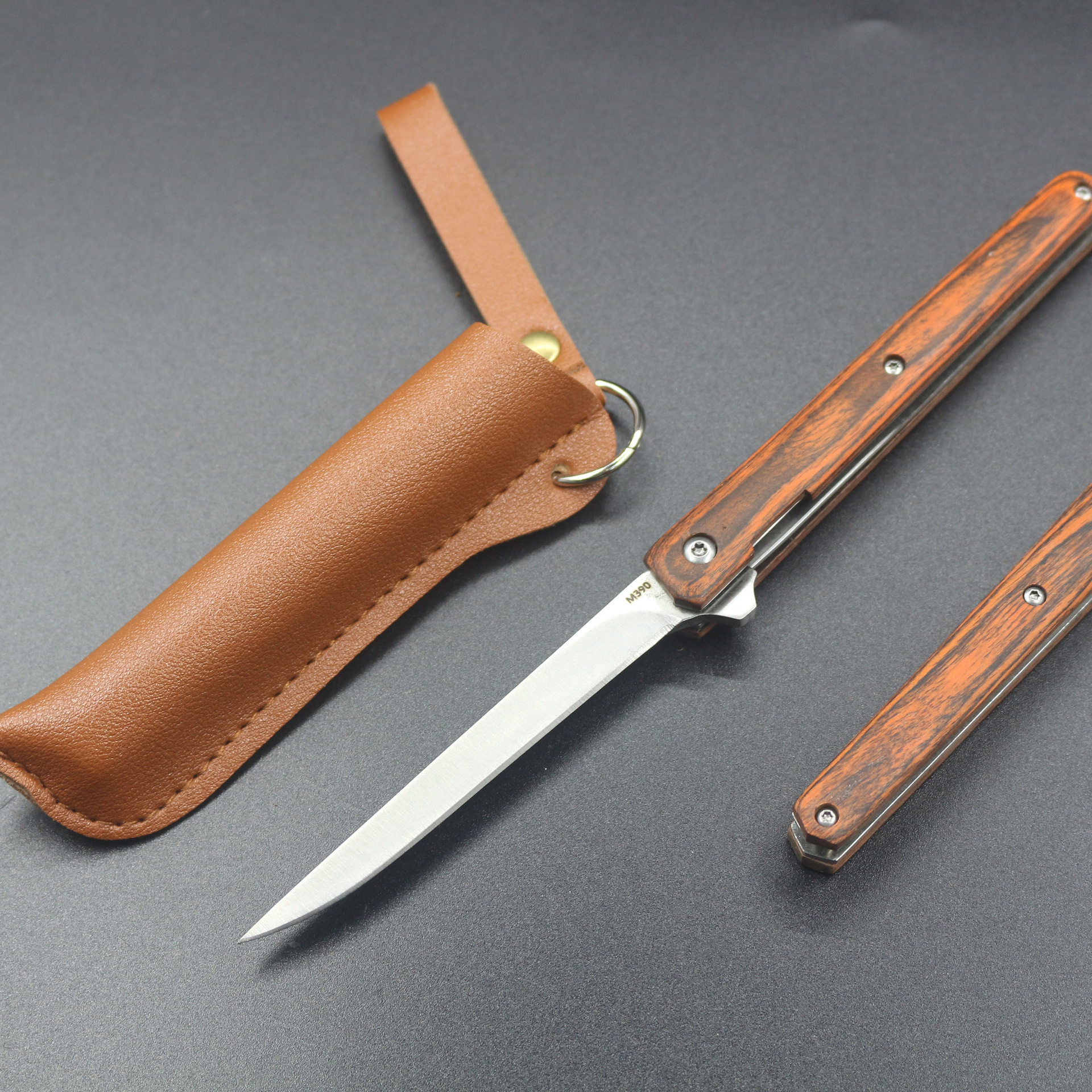 Navaja Plegable Portátil M390 de Acero 3CR13 y Madera para Exteriores
