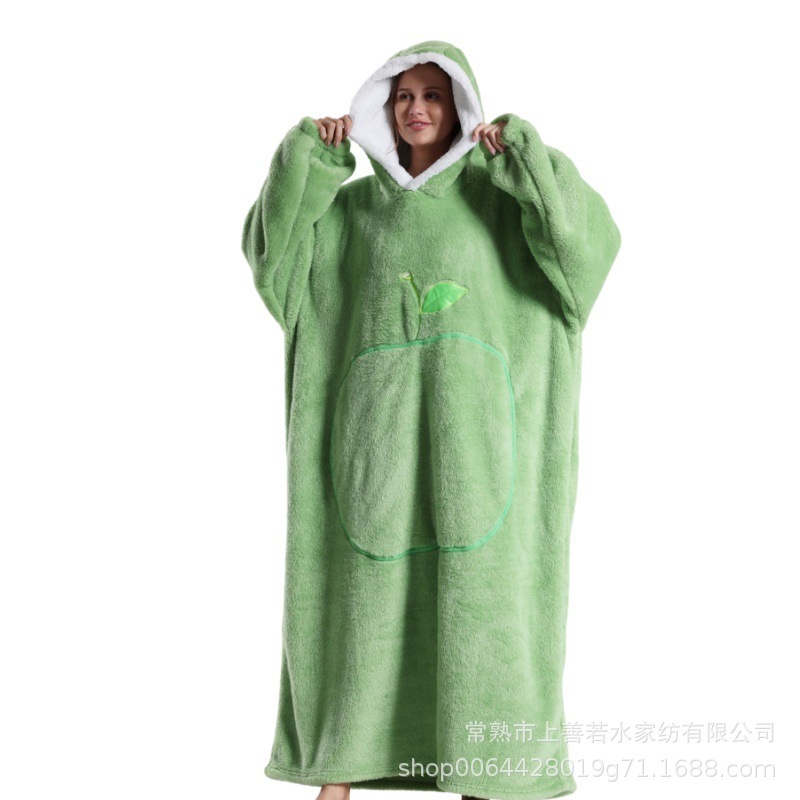 新型のクロスボーダーの厚い大きいサイズは帽子の怠け者のカップルの部屋の服の新型の舒綿の綿毛の怠け者の毛布を着ることができます。|undefined