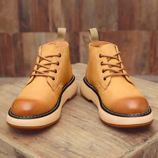 Martin Boots Men's Korean Style British Big Toe Shoes High-top Men's Shoes fleece-lined Korean Style Fashionable Workwear Boots British Style Ankle Boots